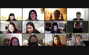 The Arts Management Collective during an online meeting with Claire Wong and Noorlinah Mohamed.