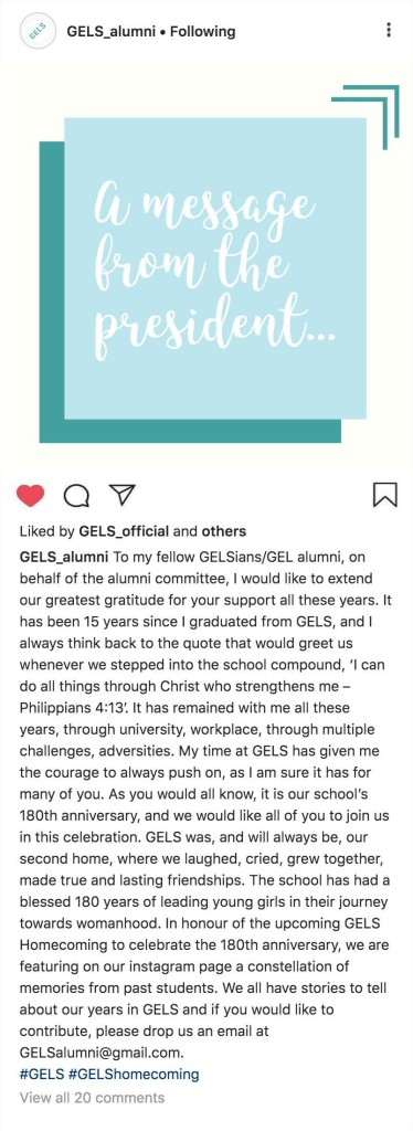 GEL Alumni Instagram Account
