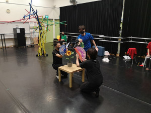 Rehearsing the scene with Father chasing the butterflies away. Photo taken on 21 Oct 2020.