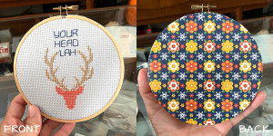 Item 5: "Your Head Lah" Cross-Stitch (14cm) | Starting bid: $10