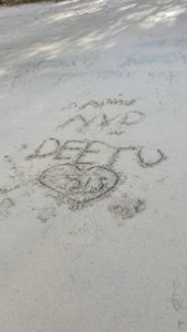  Sand writing at Coney Island beach. 