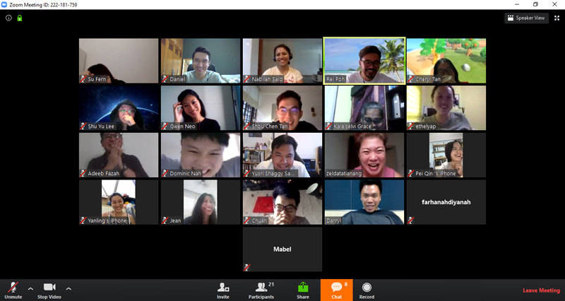 A Zoom meeting with the SYL Party artists and friends on 31 Mar 2020.